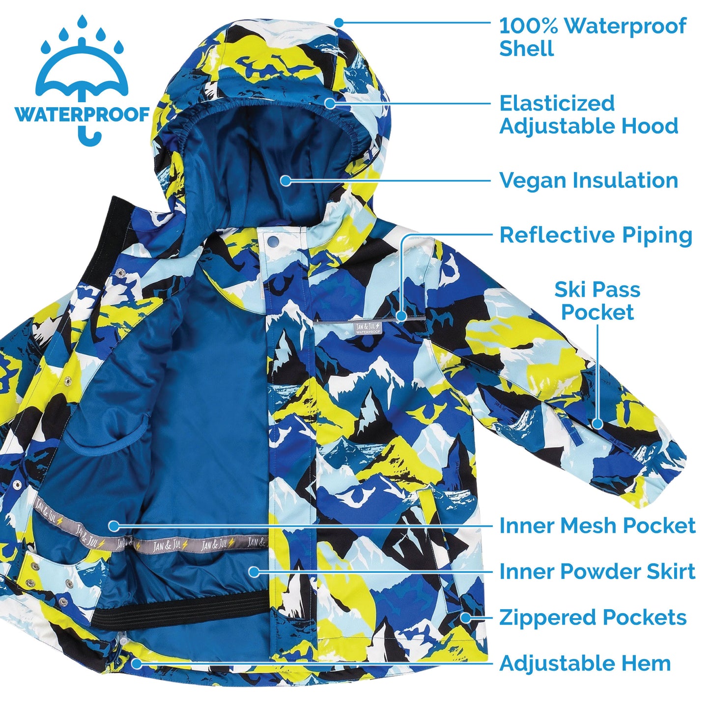Kids Ski Jacket- Neon Peaks