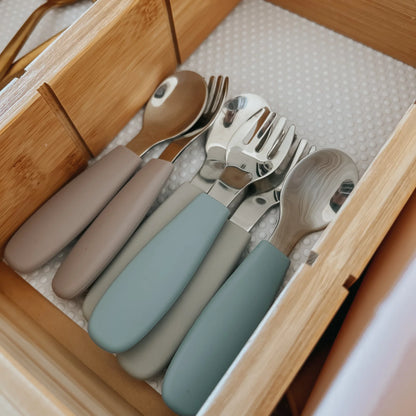 Toddler Silicone/Steel Cutlery Set- Lily Blue