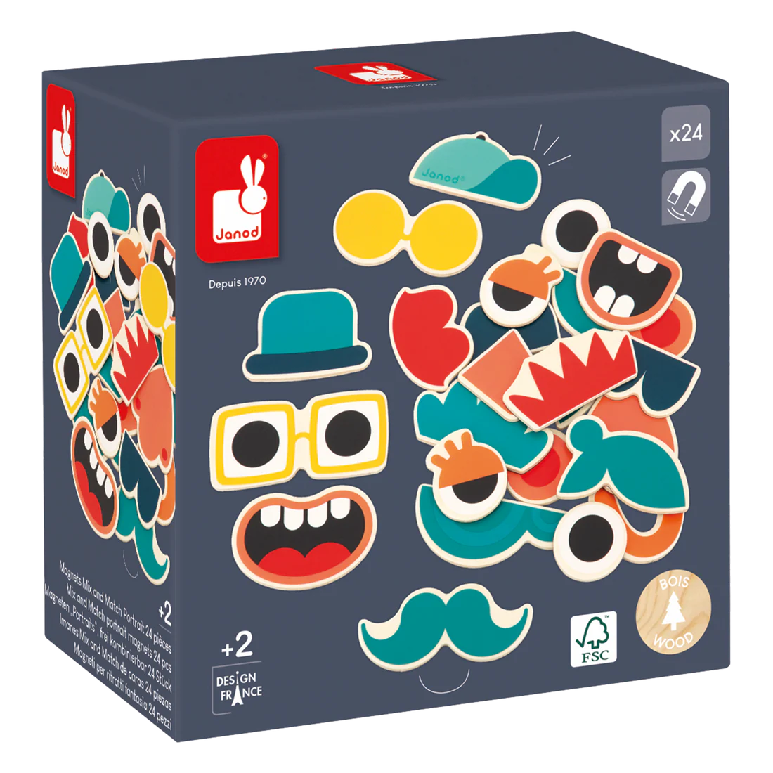 Wooden Mix and Match Portrait Magnet Set