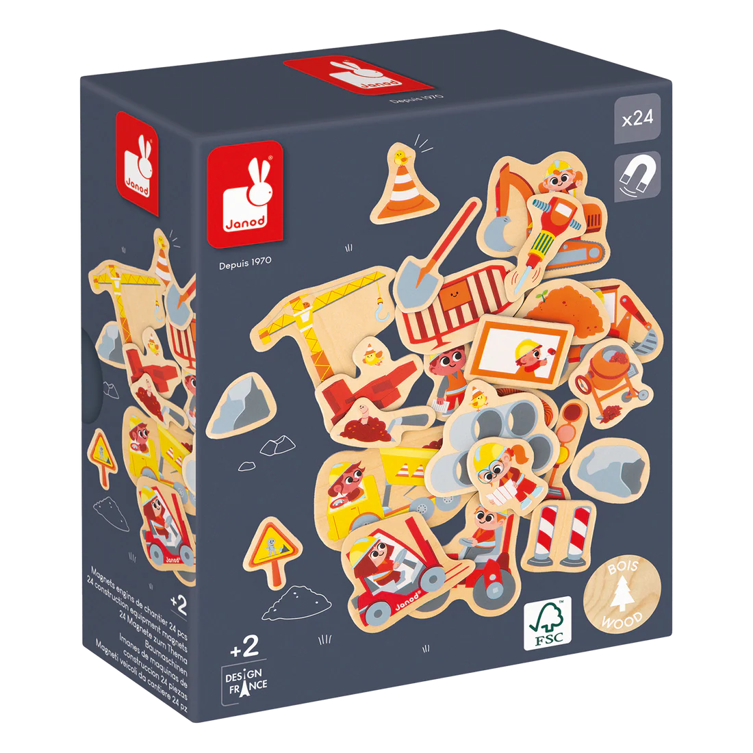 Wooden Construction Magnet Set