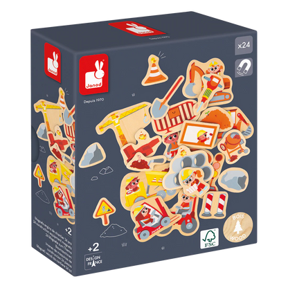 Wooden Construction Magnet Set
