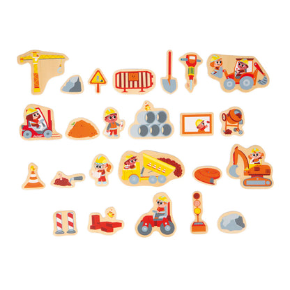 Wooden Construction Magnet Set