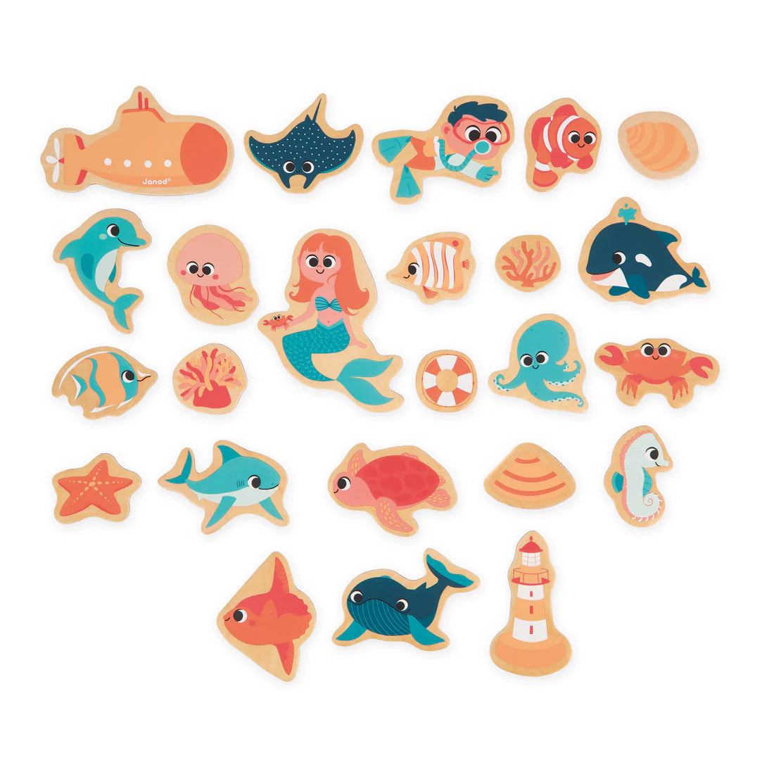 Wooden Sea Life Magnet Set