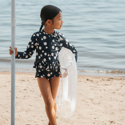 Navy Daisies Ruffle Rashguard Set