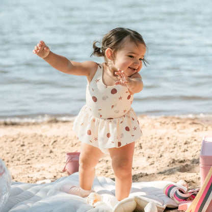 Pink Seashells Peplum Baby Swimsuit