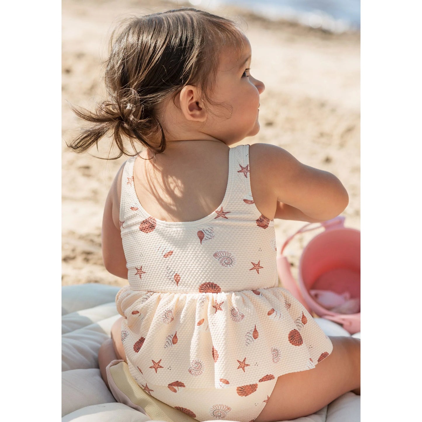 Pink Seashells Peplum Baby Swimsuit