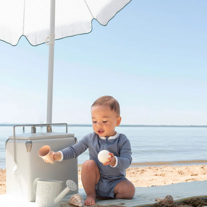 Dusty Blue Long Sleeve Shortie Baby Swimsuit