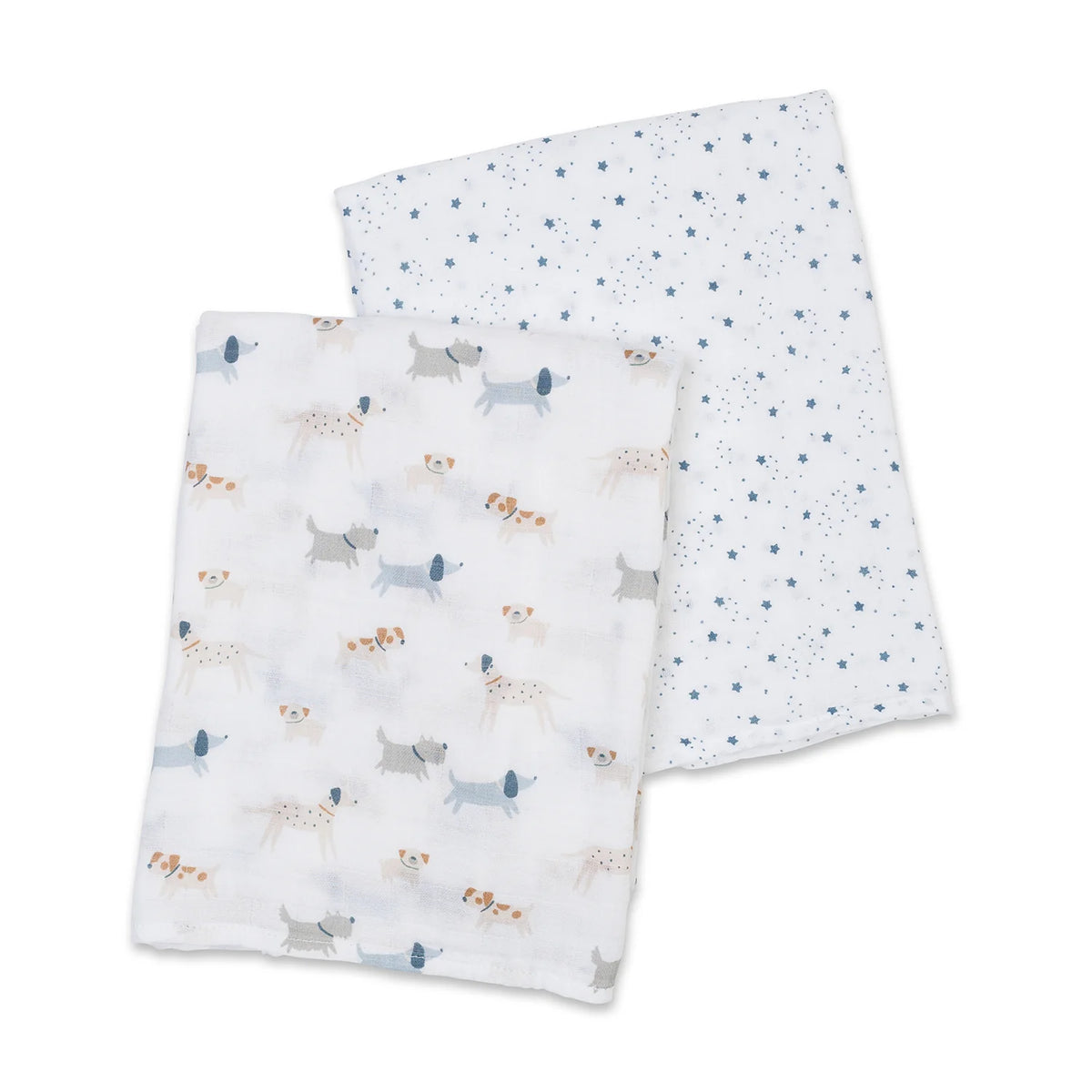 Cotton Muslin Swaddle Blanket 2pk.- Puppies and Stars