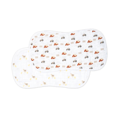 Cotton Muslin Burp Cloth 2pk.- Barnyard, Hens, and Chicks