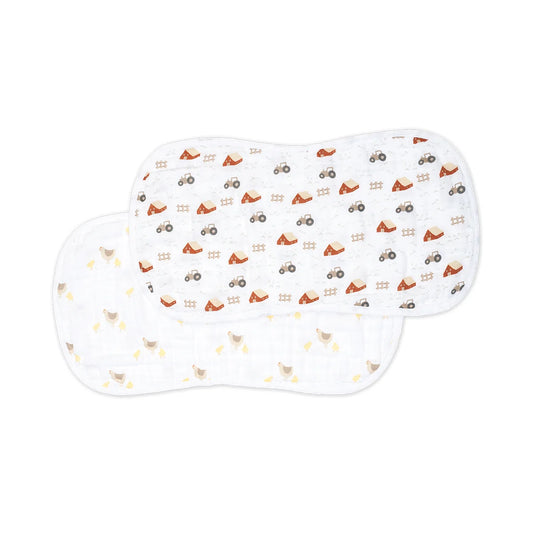 Cotton Muslin Burp Cloth 2pk.- Barnyard, Hens, and Chicks
