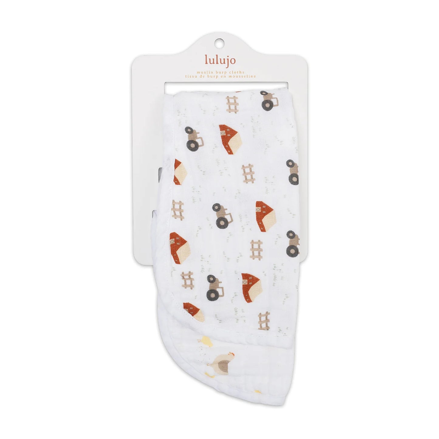 Cotton Muslin Burp Cloth 2pk.- Barnyard, Hens, and Chicks