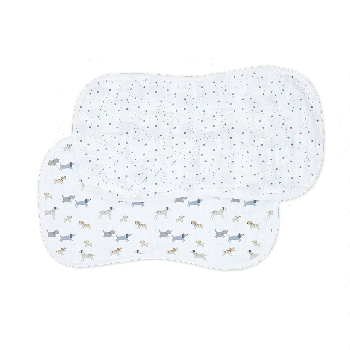 Cotton Muslin Burp Cloth 2pk.- Puppies and Stars