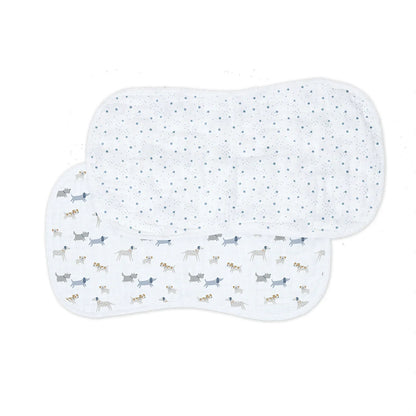Cotton Muslin Burp Cloth 2pk.- Puppies and Stars
