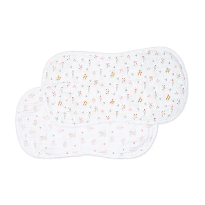 Cotton Muslin Burp Cloth 2pk.- Kitties and Flowers