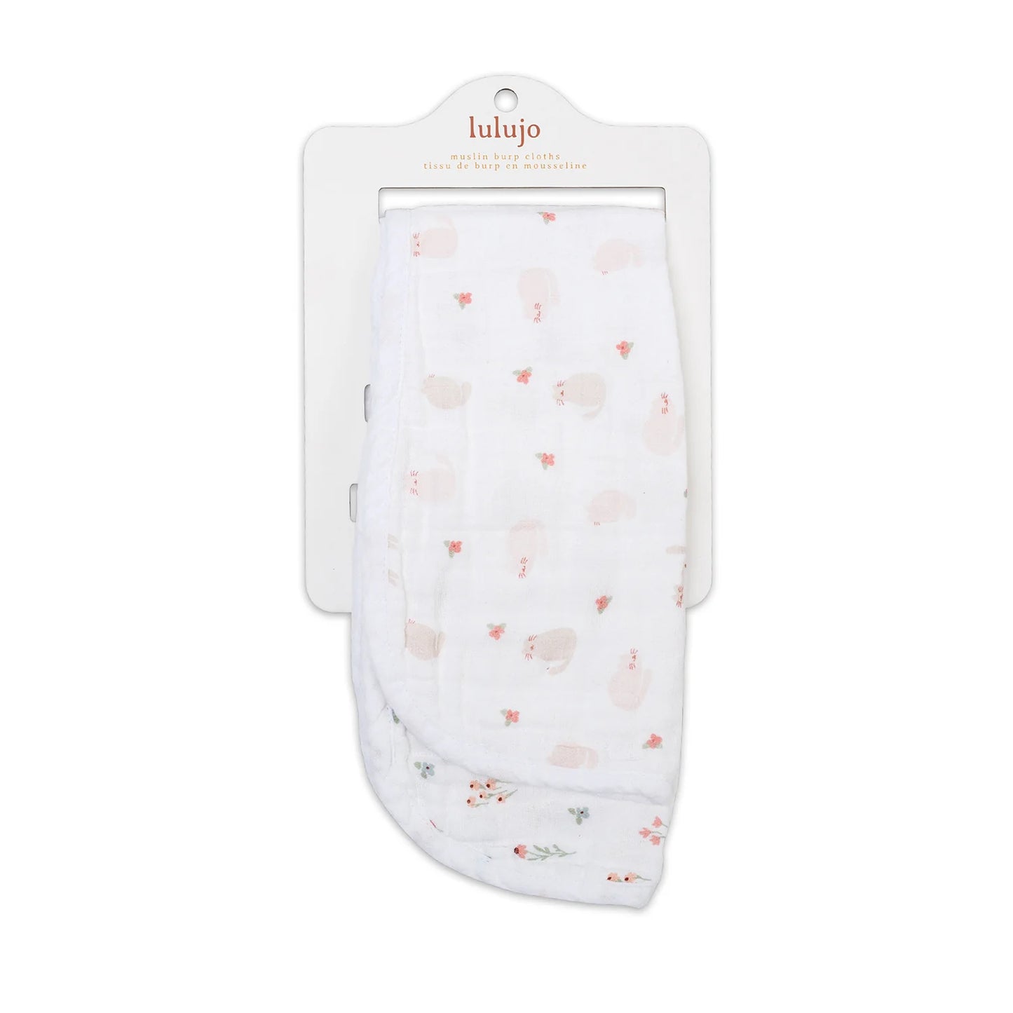 Cotton Muslin Burp Cloth 2pk.- Kitties and Flowers