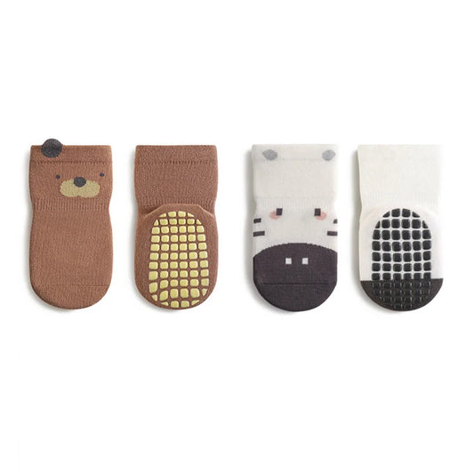 Cozy Non-Slip Socks 2pk- Zebra/Bear