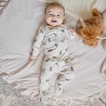 Highland Cow on Crème Cotton Modal Sleeper