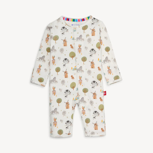 Magnetic Organic Cotton Coverall- Funny Farm