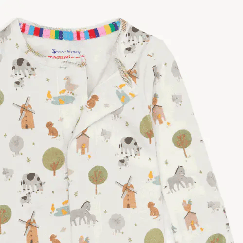 Magnetic Organic Cotton Coverall- Funny Farm