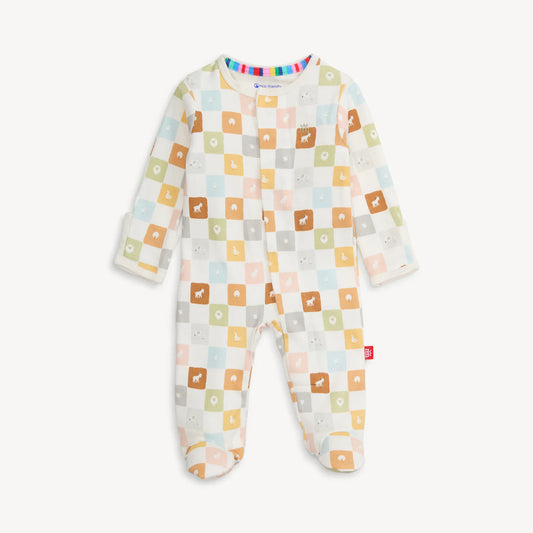 Magnetic Organic Cotton Footie- Checkmate