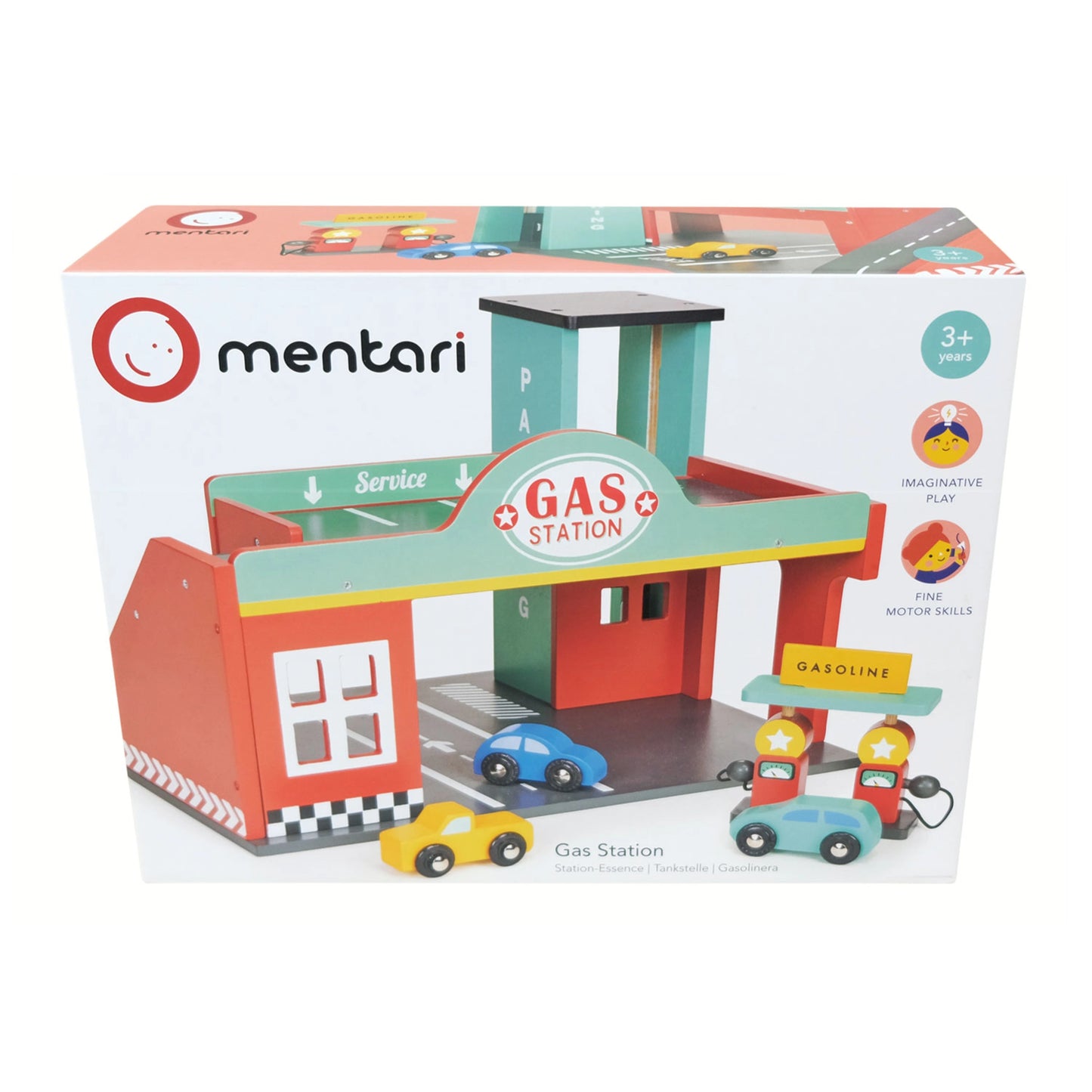 Wooden Gas Station & Vehicle Set
