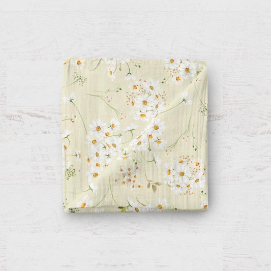 Bamboo Muslin Swaddle Blanket- Daisy