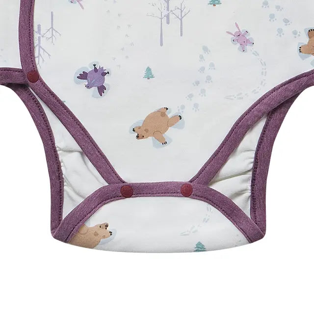 Organic Cotton Long Sleeve Kimono Onesie- Snow Angels