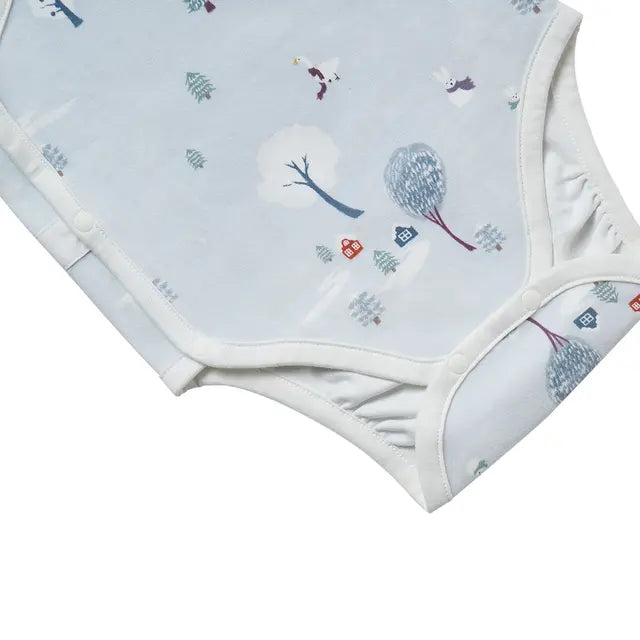 Organic Cotton Long Sleeve Kimono Onesie- Snowy Snuggles