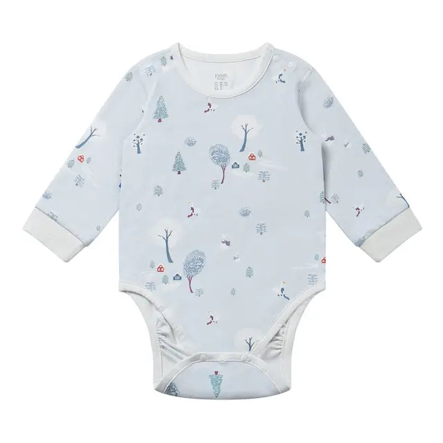 Organic Cotton Long Sleeve Onesie- Snowy Snuggles