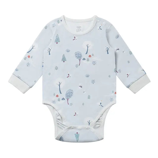 Organic Cotton Long Sleeve Onesie- Snowy Snuggles