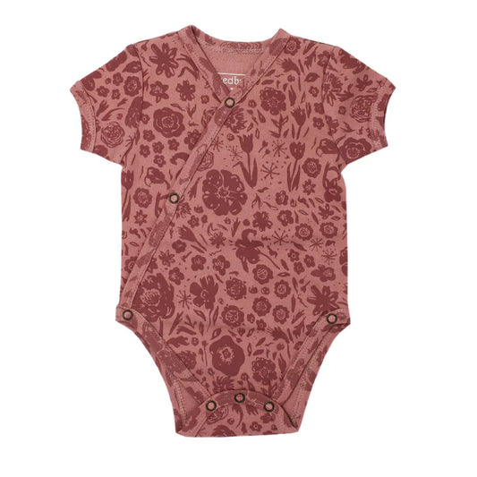 Organic Kimono Bodysuit- What in Carnation