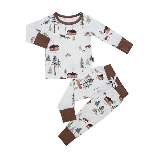Bamboo Long Sleeve Pajama Jogger Set- Moose