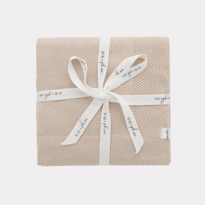Cotton Knit Blanket- Sand