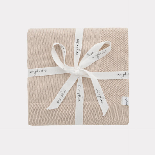 Cotton Knit Blanket- Sand
