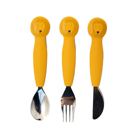 Silicone & Stainless Steel Cutlery Set- Mr. Lion