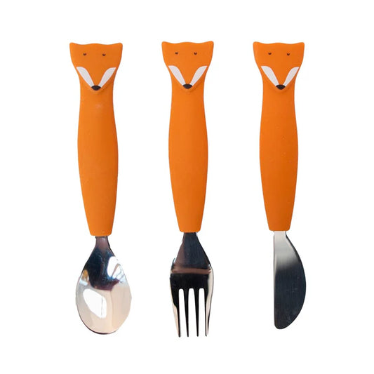 Silicone & Stainless Steel Cutlery Set- Mr. Fox