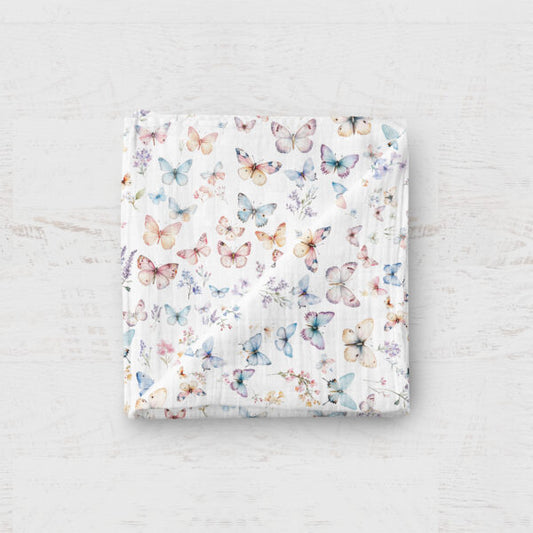 Bamboo Muslin Swaddle Blanket- Butterflies