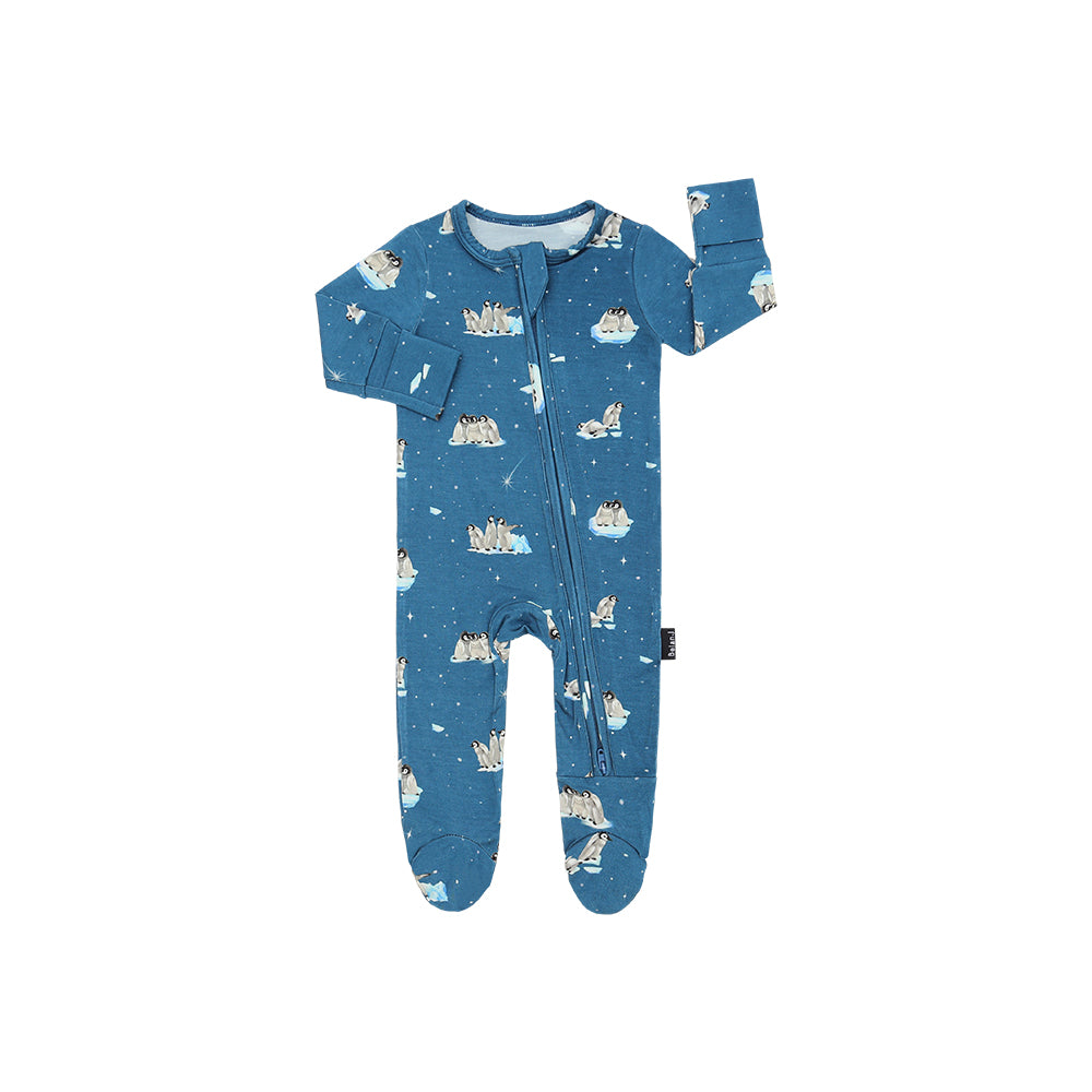 Bamboo Footed Zipper Sleeper- Penguins on Night Sky