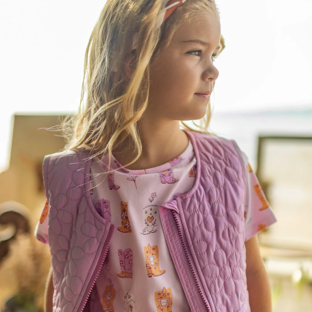Mauve Floral Quilted Vest