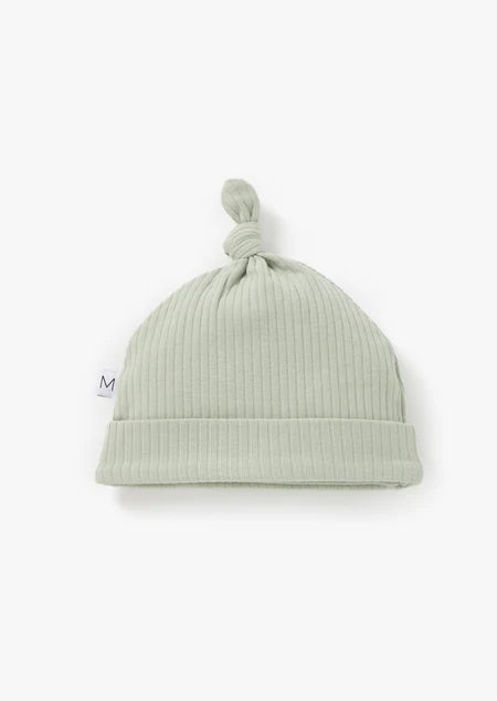 Organic Ribbed Knot Hat- Pistachio