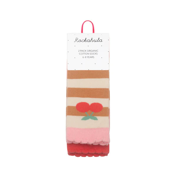 Stripy Cherry Socks 2pk.