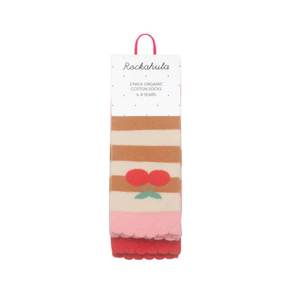 Stripy Cherry Socks 2pk.
