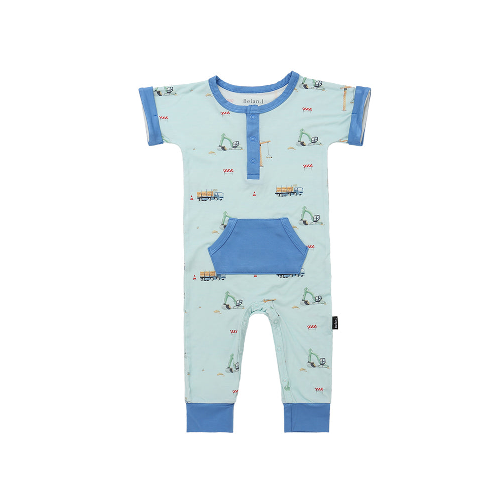 Bamboo Short Sleeve Pocket Romper- Construction