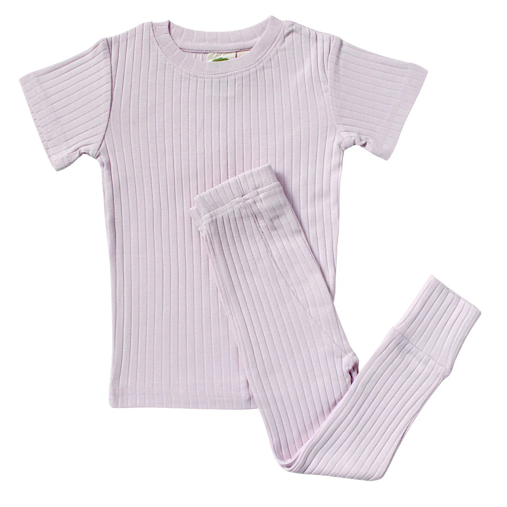 Organic Rib Knit Kids Pajamas- Blossom