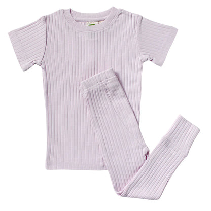 Organic Rib Knit Kids Pajamas- Blossom