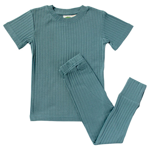 Organic Rib Knit Kids Pajamas- Ocean