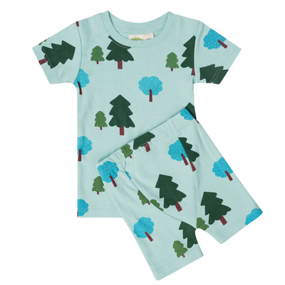 Organic Kids Shortie Pajamas- Forest