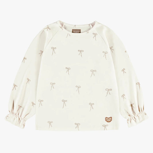 Cream Sparkle Bow Shirt