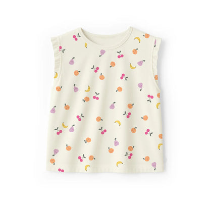 Fruity Cream Ruffle Sleeveless Tee