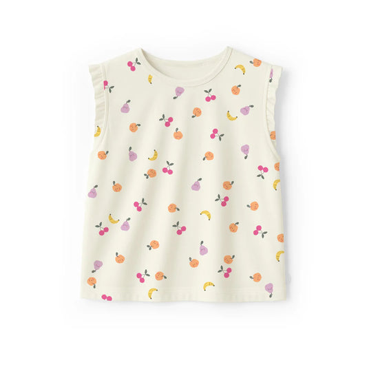 Fruity Cream Ruffle Sleeveless Tee